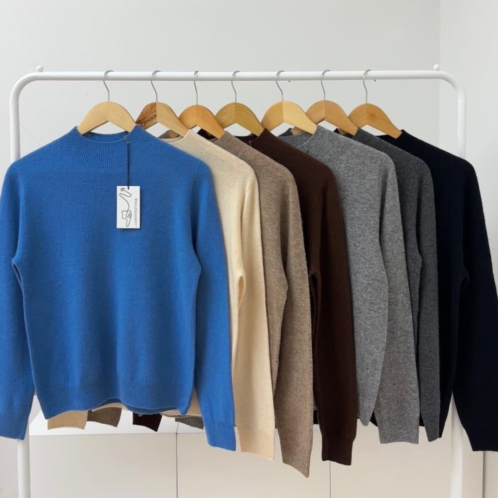 울100 하프넥 홀가먼트 니트 기본핏 무지 베이직 목폴라 니트 가을 겨울