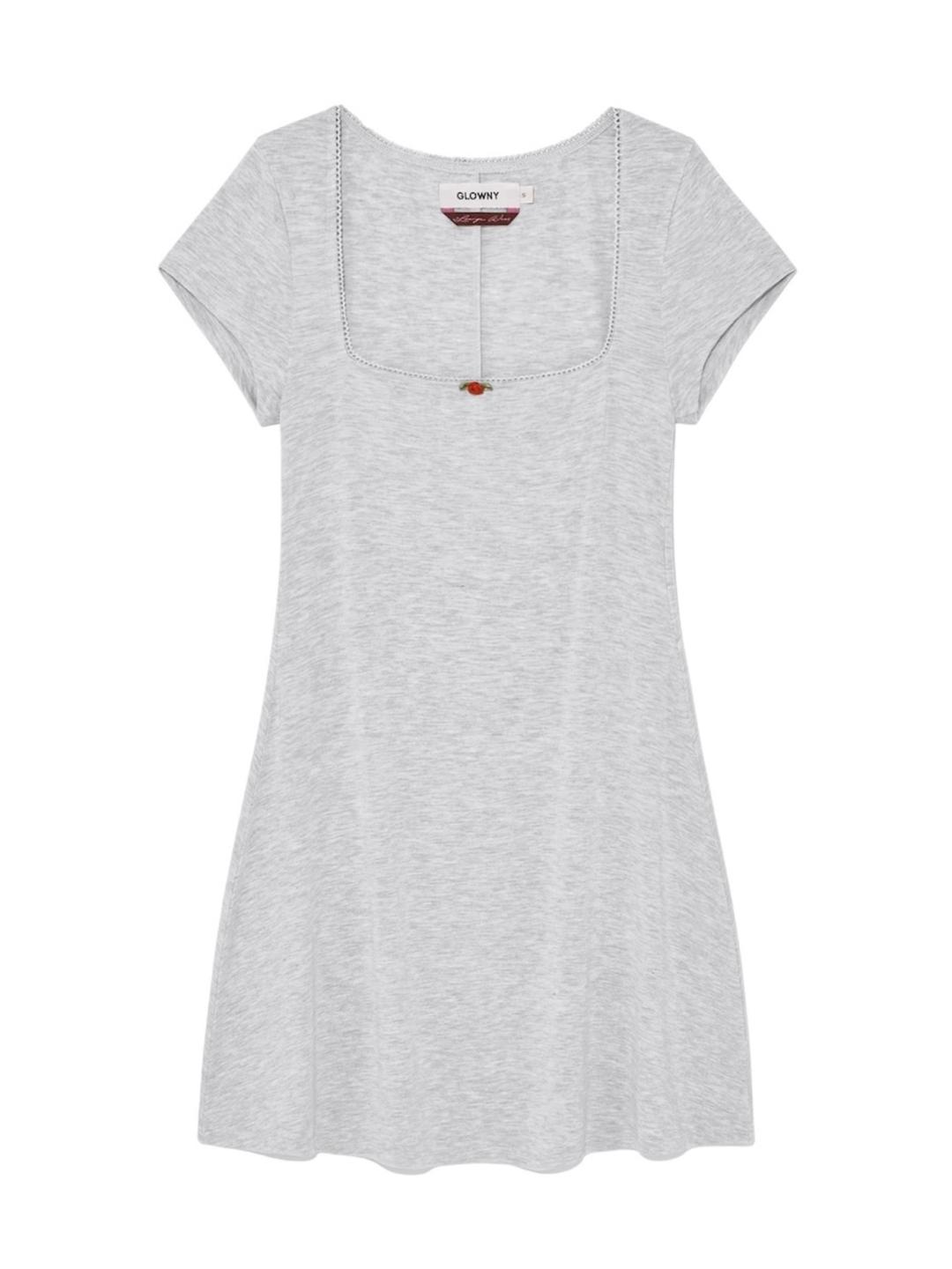 ROSY SCOOP MINI DRESS (WHITE MELANGE)