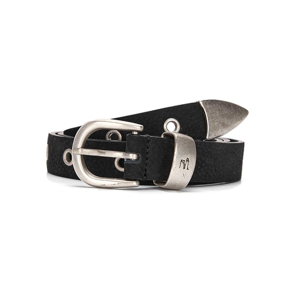 LEATHER SYMBOL BELT_black nubuck