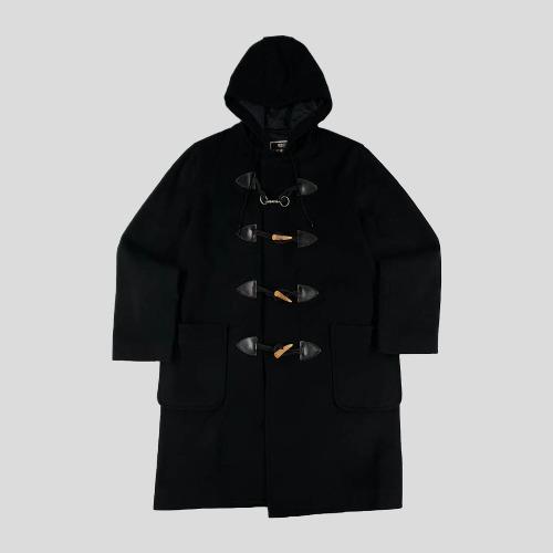 NEW LIFE 블랙 울100 심플 캐주얼 후드 더플코트 떡볶이 코트  SIZE M