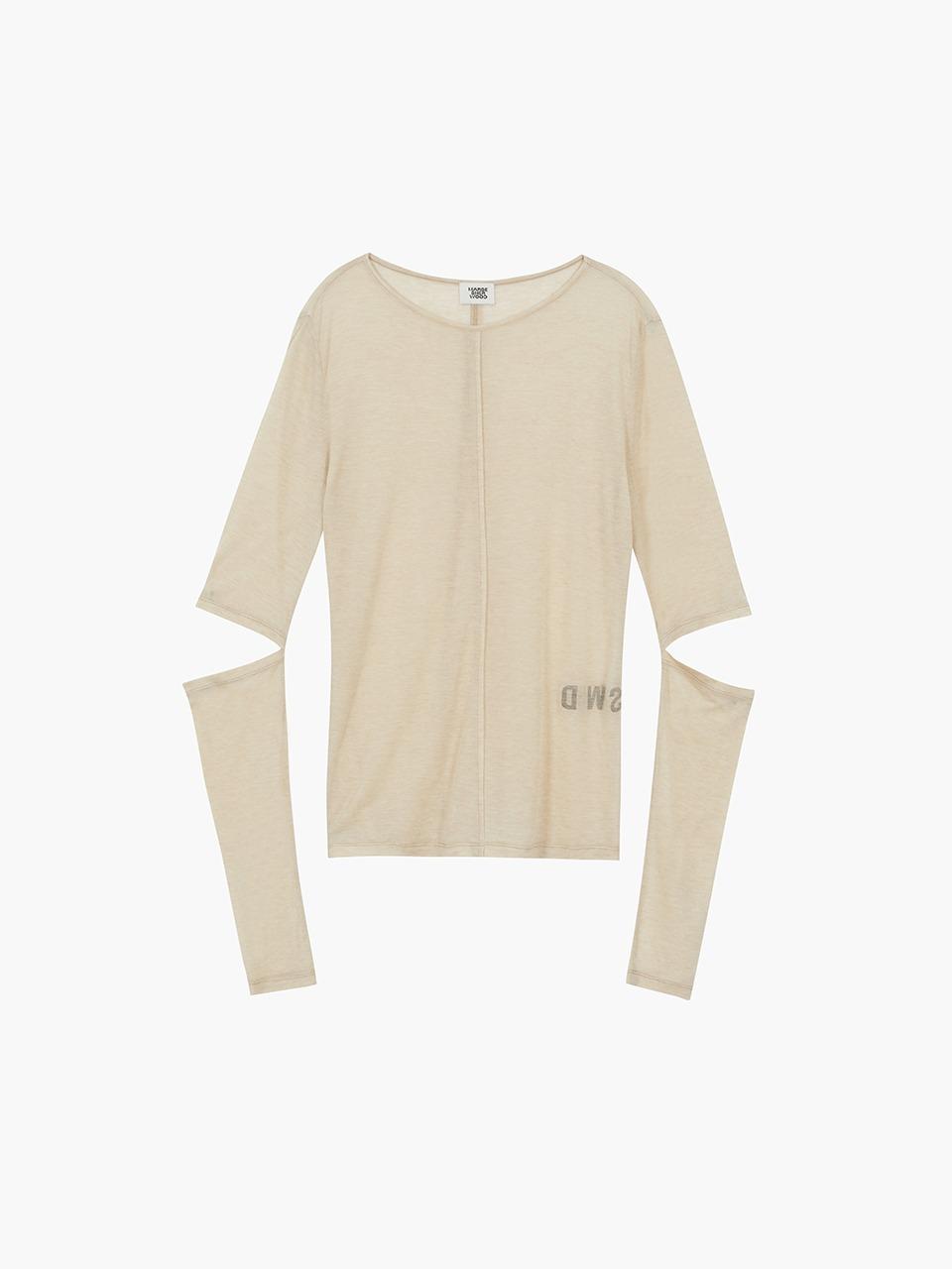 LAYERED LONG SLEEVE T-SHIRT_light beige