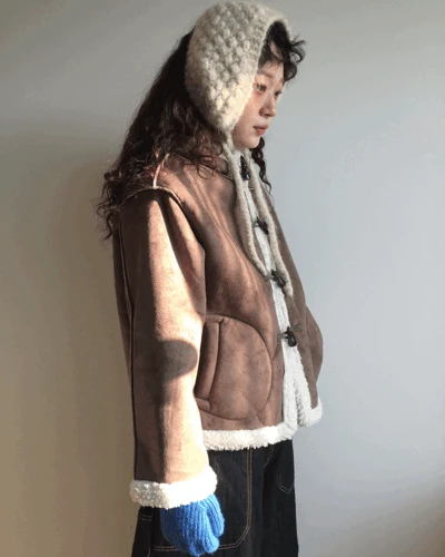 [오늘출발]라이트 후드 무스탕 점퍼 (2color) *베이지 당일발송 가능!