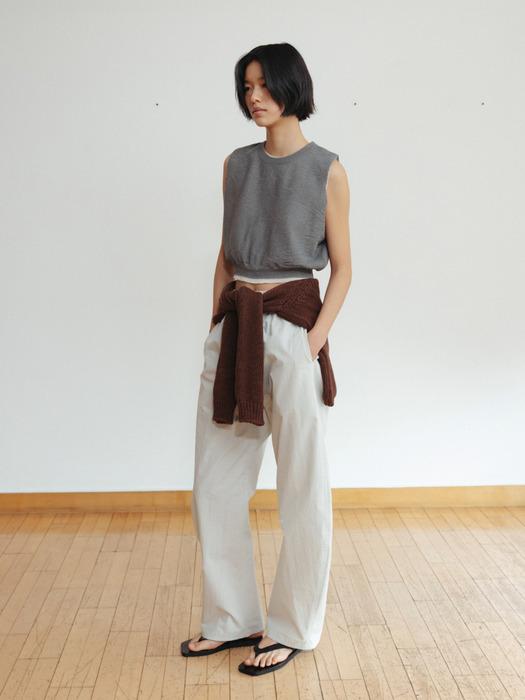 Cotton curve banding pants (light gray / dark gray)