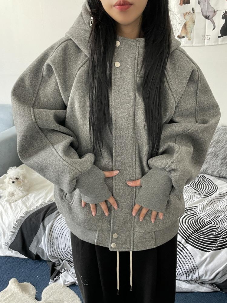 [UNISEX]후드 핸드워머 윈터 블루종 자켓 점퍼(black,gray/2-4일 여유주문)