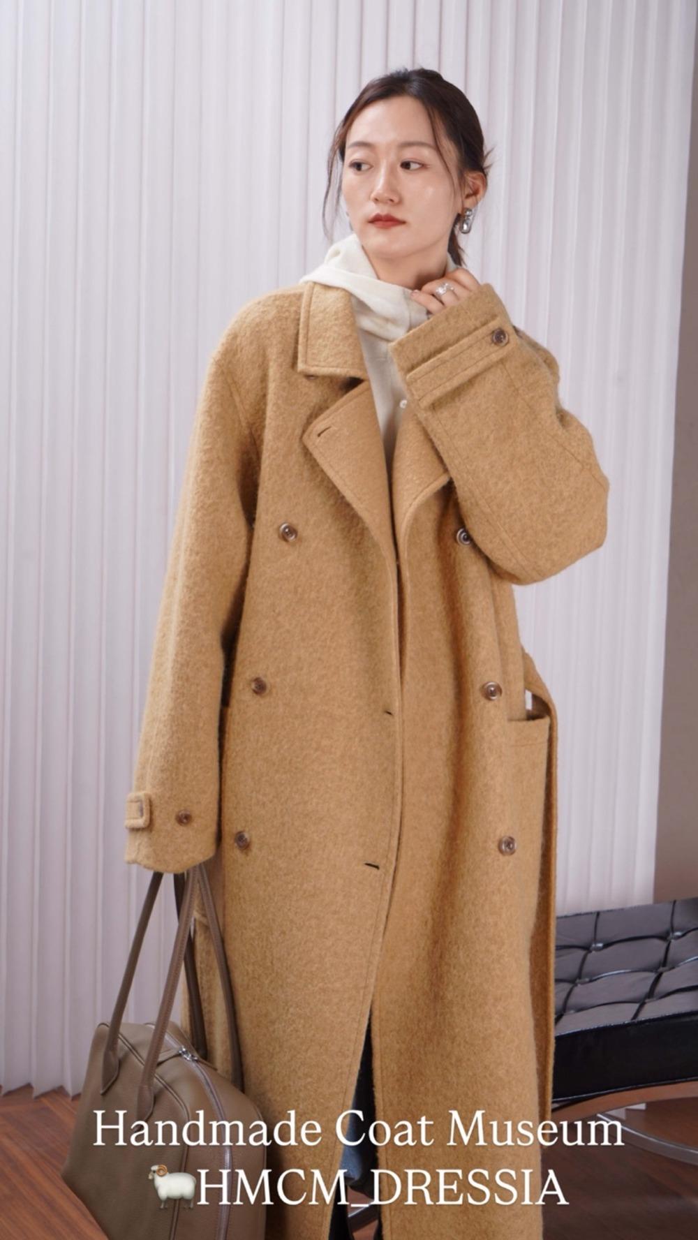 (시즌마감특가세일 ) DRESSIA 프리미엄  알파카 울 내츄럴 핸드메이드 코트