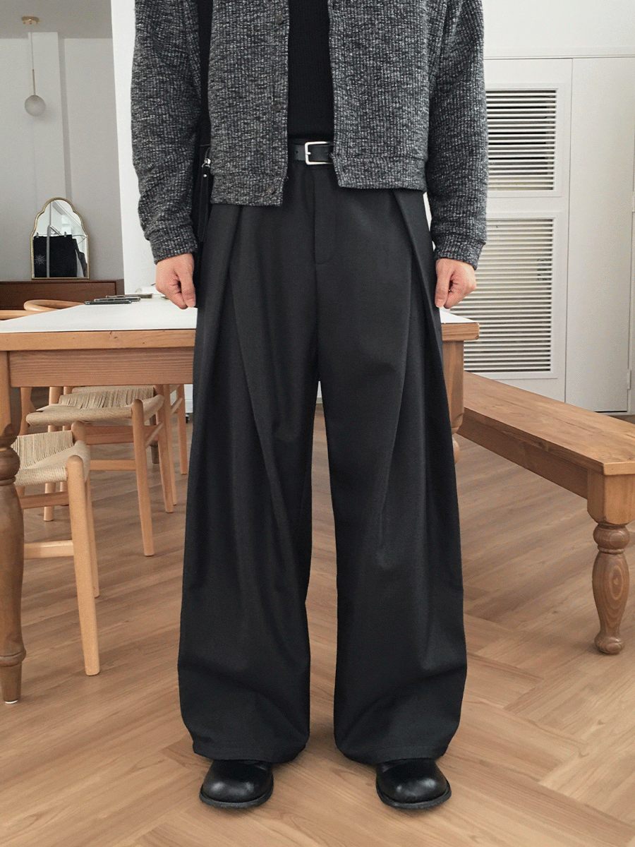 [드레이프 라인으로 완벽한 와이드핏] 드레이프 플리츠 와이드 슬랙스