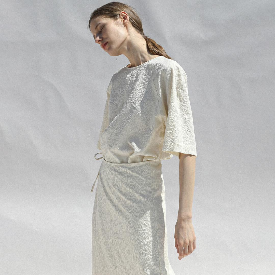 [3rd] Seersucker wrap dress_cream