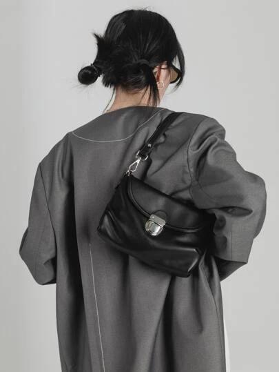 푸시 잠금 플랩 스퀘어 백