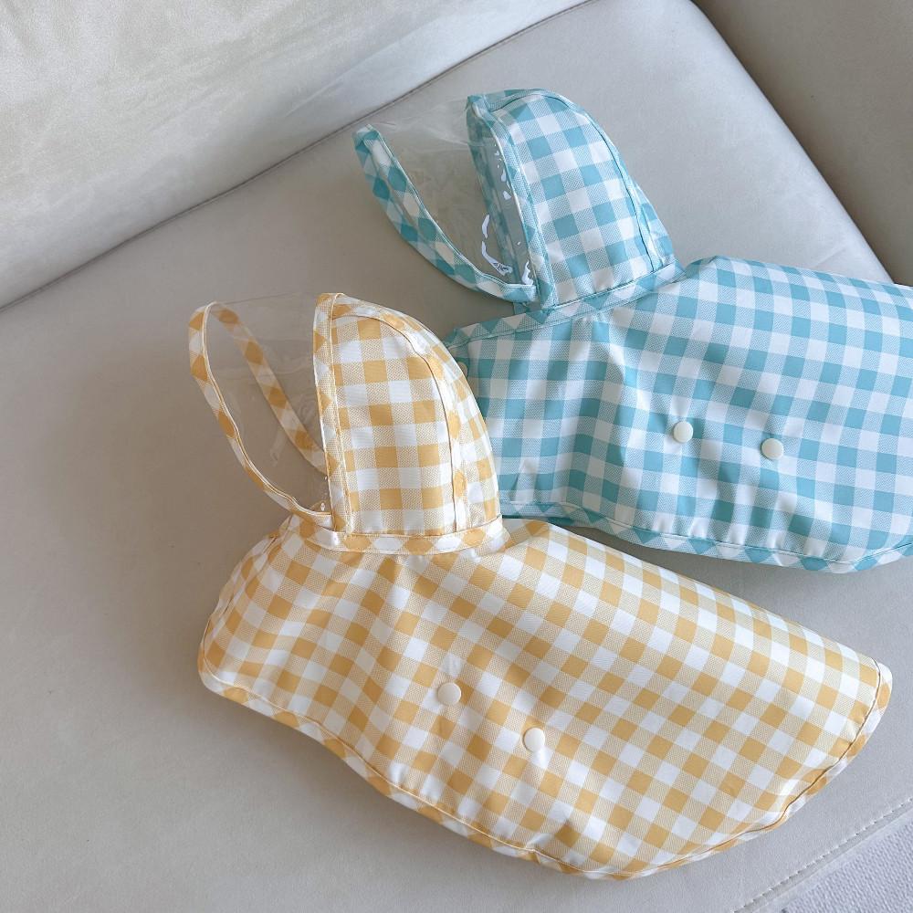 멍러뷰 강아지옷 체크 우비 망토 강아지레인코트 s