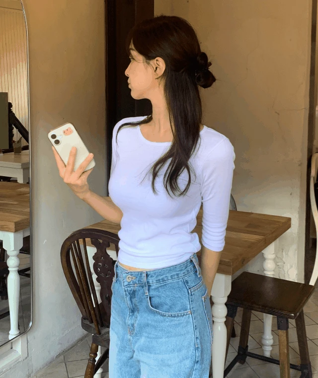 [1+1]로빈 7부 라운드넥 긴팔티