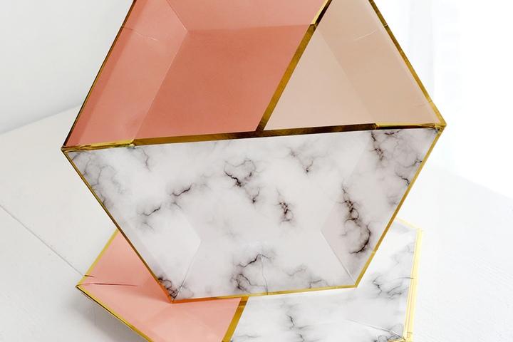 로즈골드 접시6P (대_26cm) / 일회용파티접시 종이접시