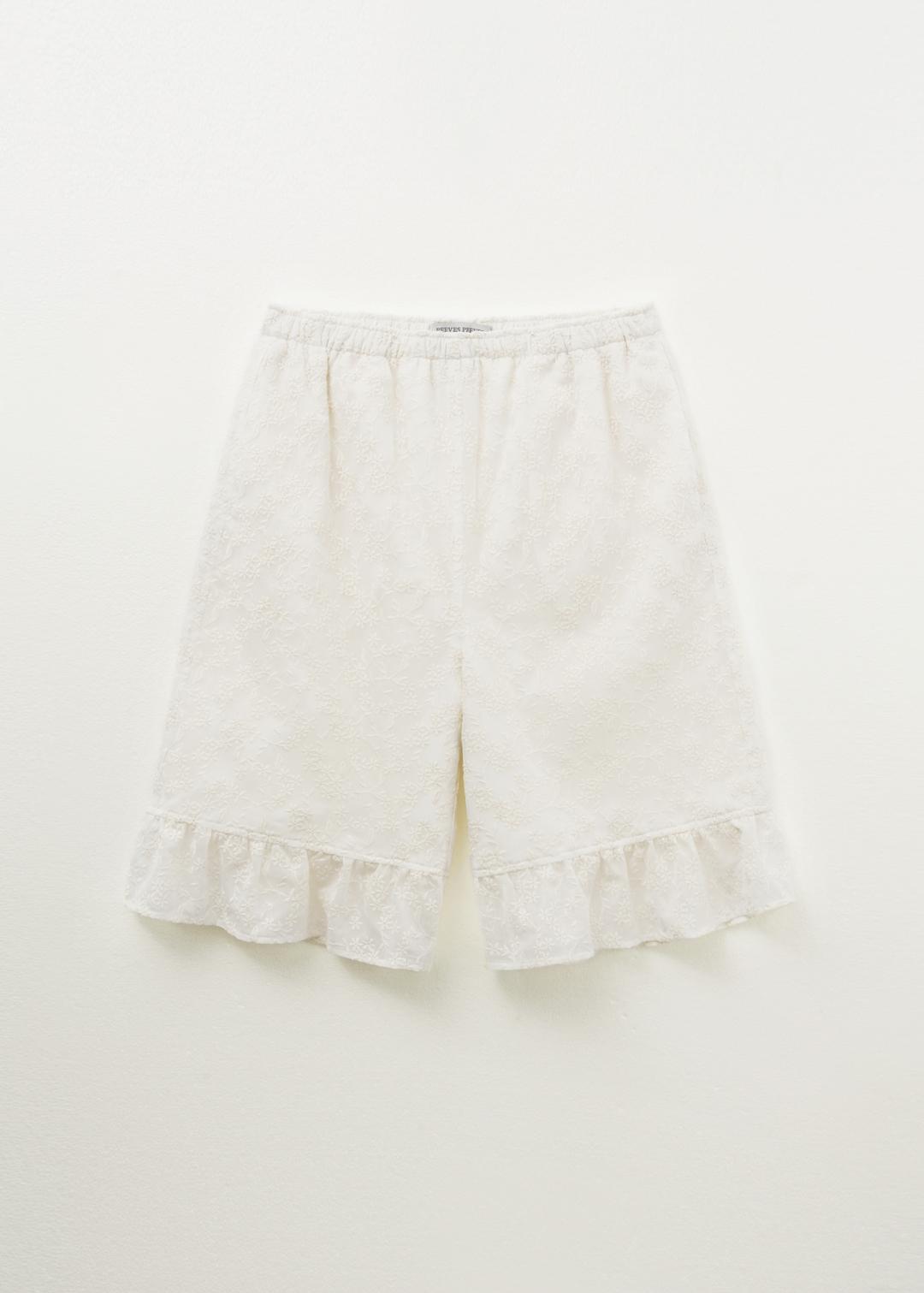 Embroidered Midi Pants / Ivory