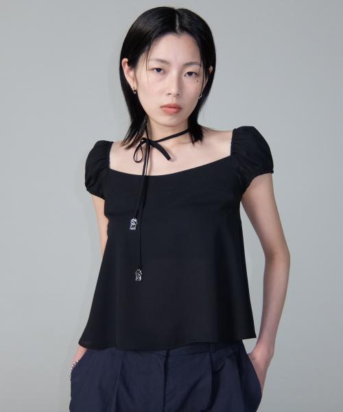 큐리티(CURETTY)  C BACK RIBBON CHIFFON BLOUSE_BLACK - 사이즈 & 후기 | 무신사
