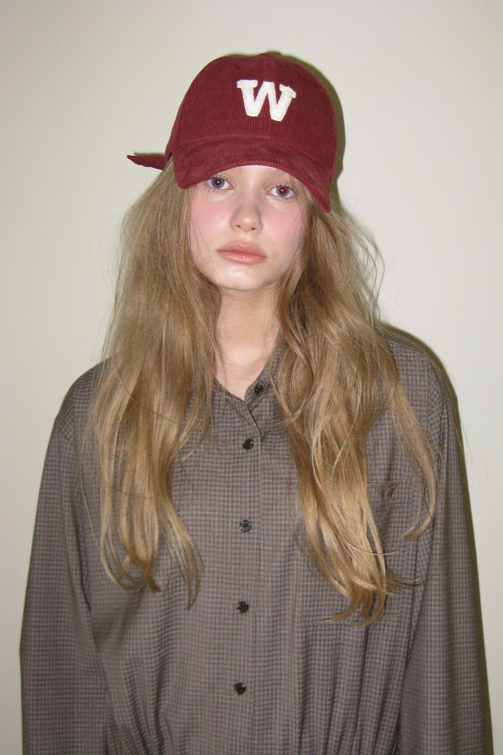W corduroy cap_burgundy