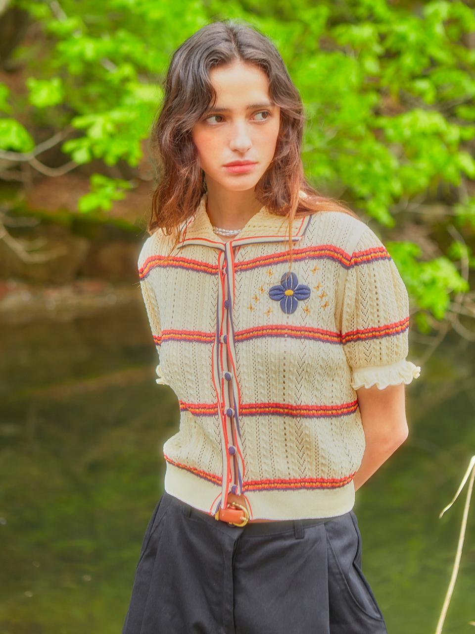 [한지민, 강혜원 착용] Summer Punching Ribbon Cardigan (Flower)