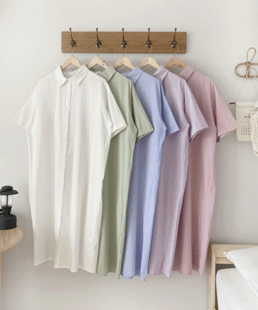 [무료배송]썬키스트 루즈핏 롱 레이어드 반팔 셔츠 남방 원피스 / 5 colors!