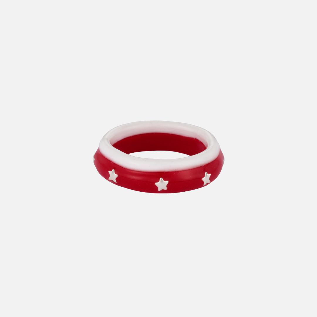 star two track ring-white red