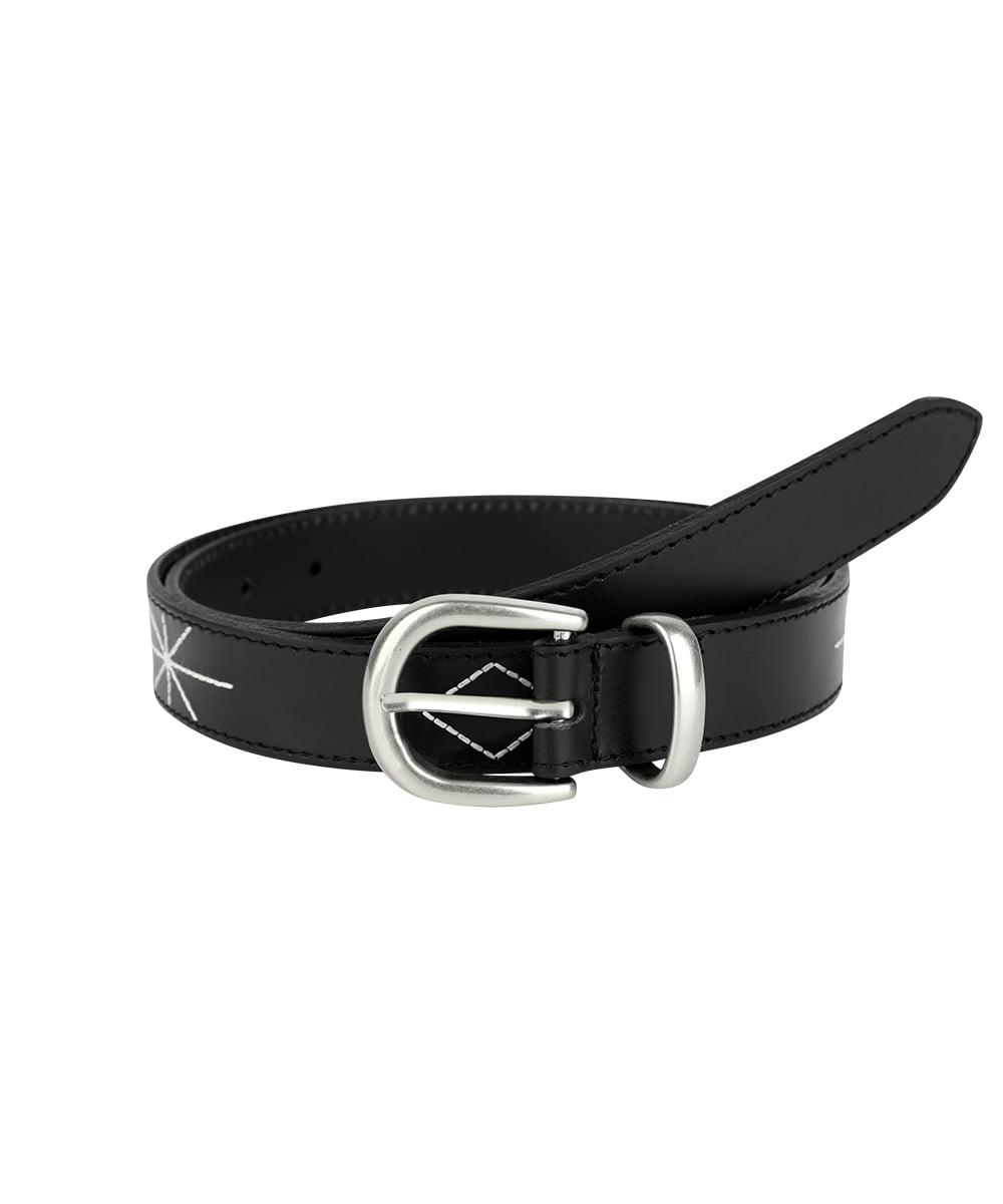 STITCH LEATHER BELT[BLACK]