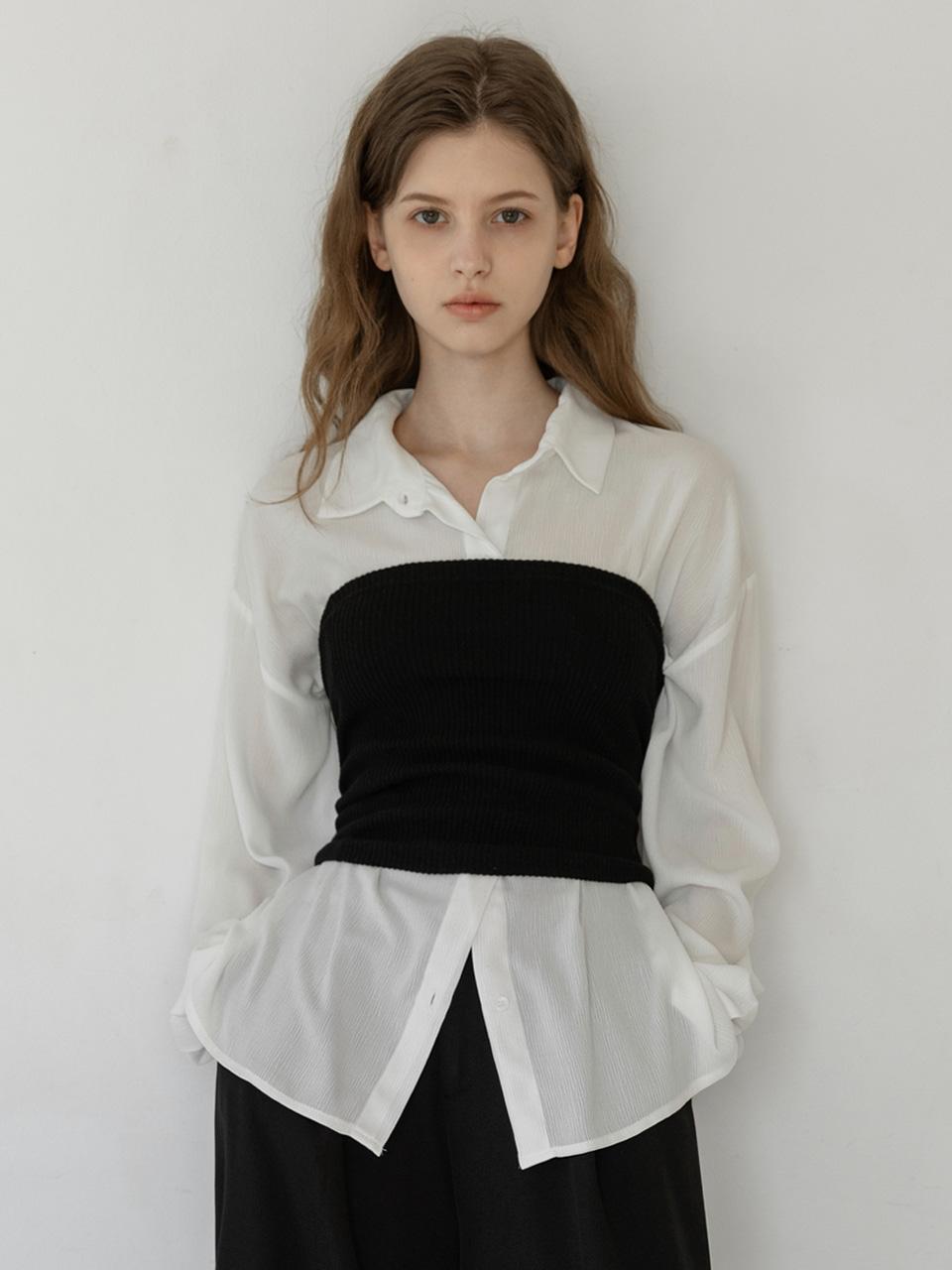 BLACK GOLGI COTTON TUBE TOP (BLACK) NNTS0004