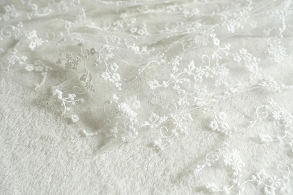 대폭 망사원단 덩굴자수 레이스자수원단