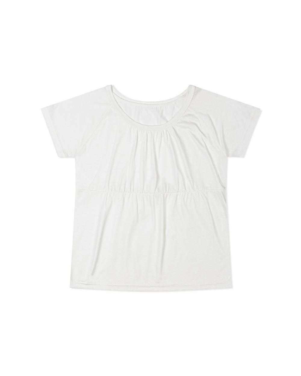 SHIRRING U NECK T (2color)