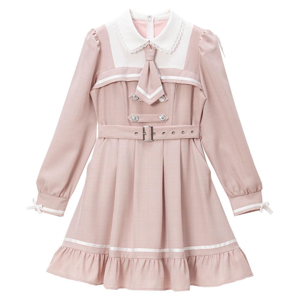 探偵ネクタイワンピース - 膝上　ピンク / M