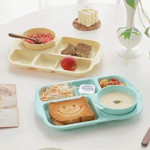 알록달록 5구 식판+볼 세트 디저트 브런치 그릇 접시 다이어트 성인 어른 식판