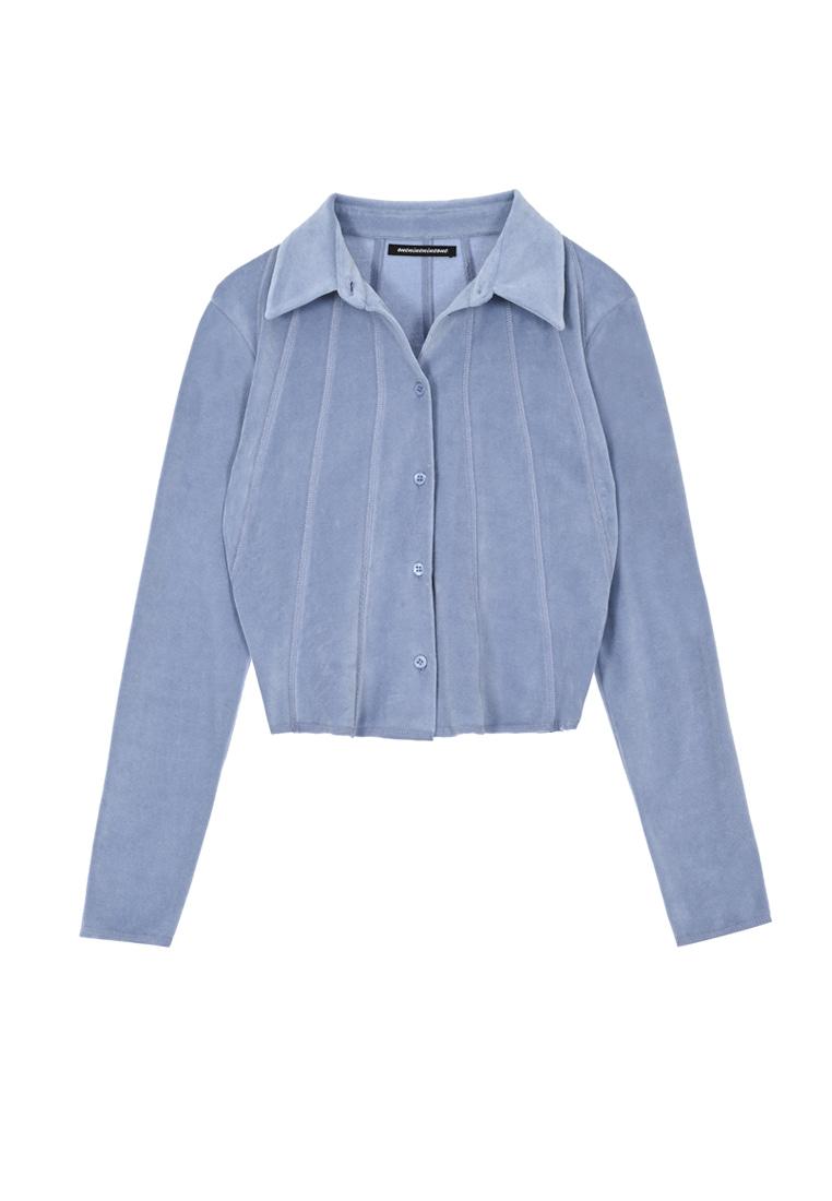 VELOUR STITCH TOP_ASH BLUE