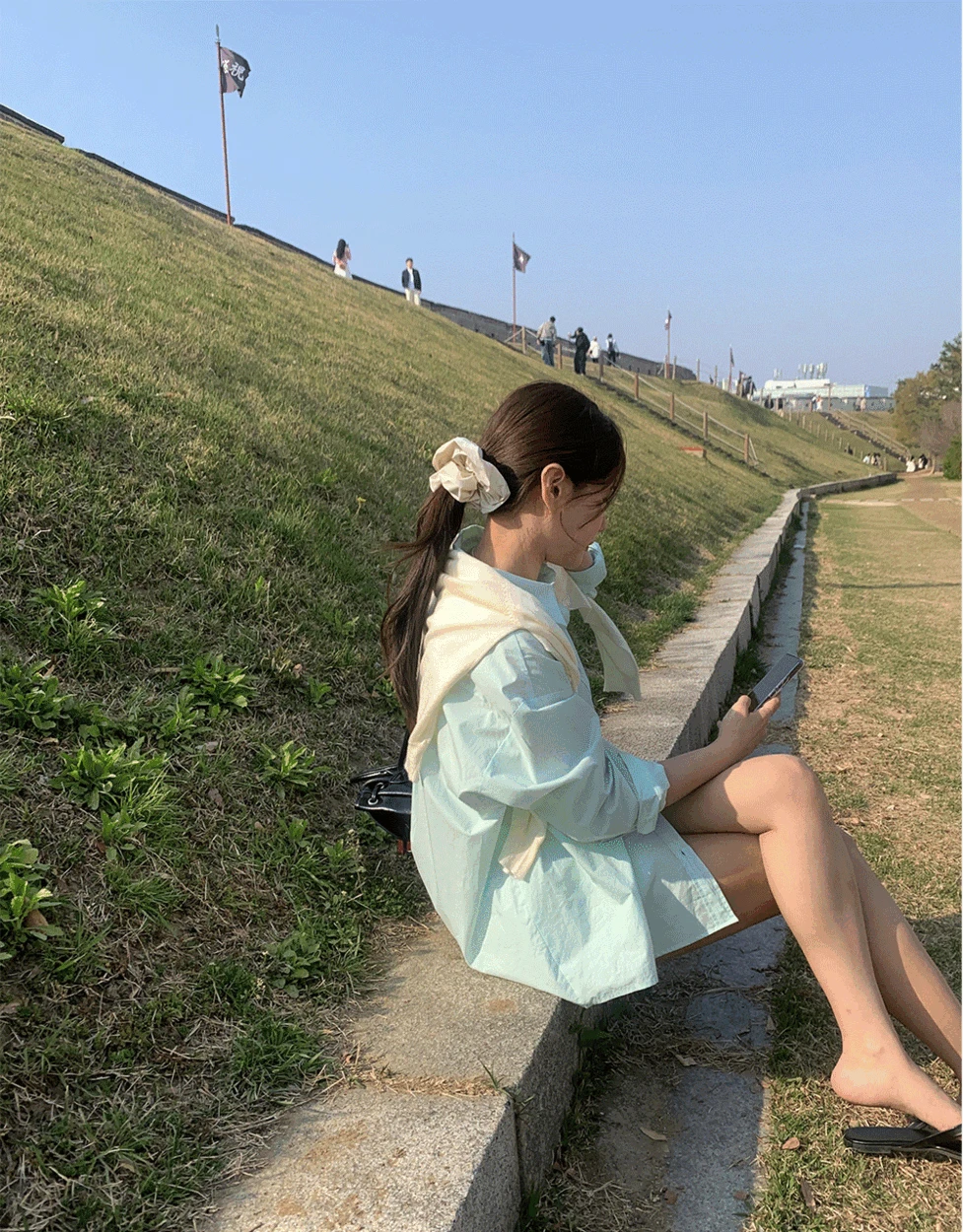 파우더 세미오버핏 파스텔 셔츠 - 5color