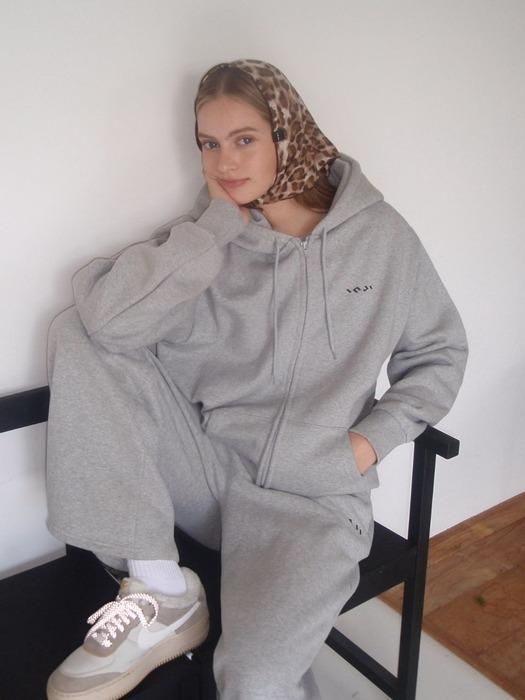 Fleece Oversized Zip Hoodie 멜란지 그레이
