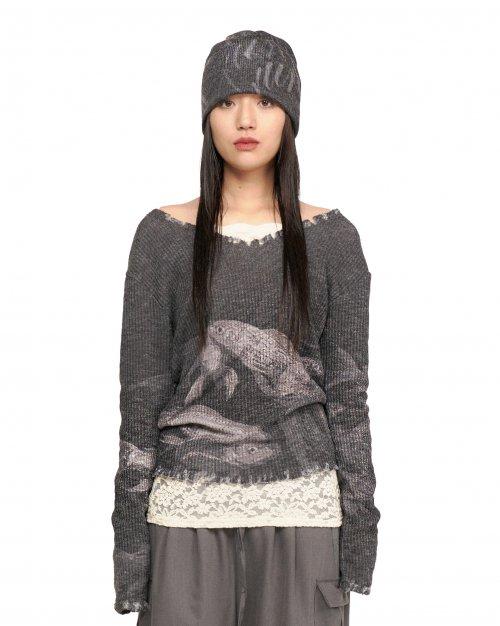 루루(RURU)  FISH DAMAGE KNIT&CHOKER SET [CHARCOAL] - 사이즈 & 후기 | 무신사