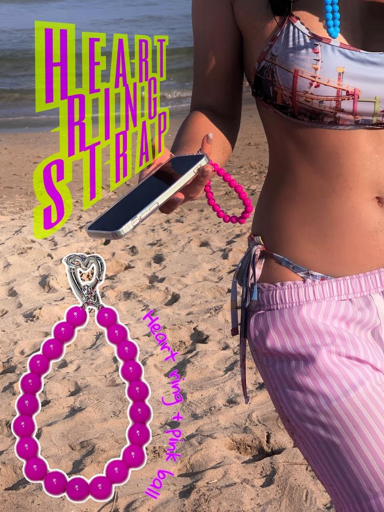 Heart Ring Strap -PINK [투명케이스포함]