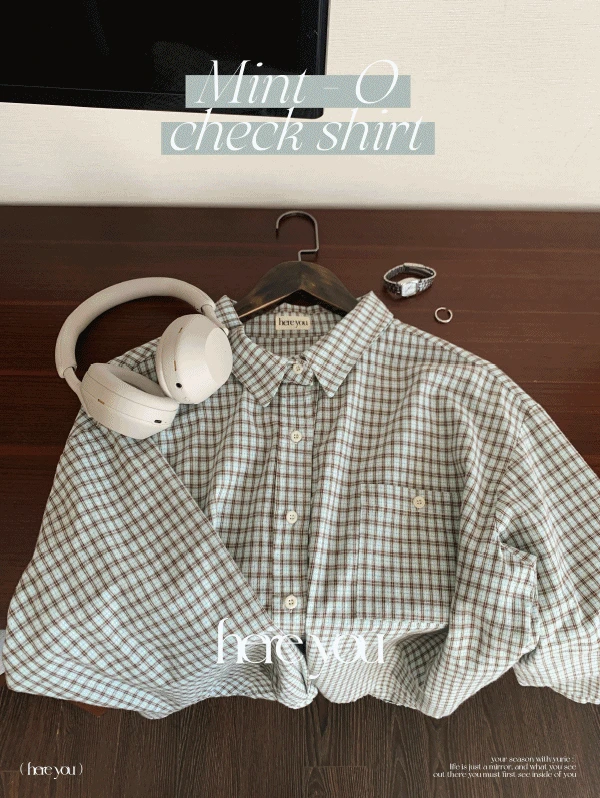 3일간 10%할인+무료배송✨ [here you] mint-o check shirt (봄셔츠/체크셔츠/루즈핏/캠퍼스룩/데일리룩/캐주얼/민트)