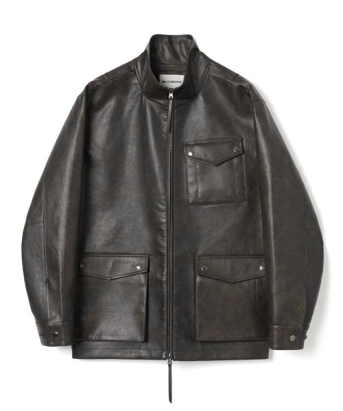 빈티지 미들 레더 자켓 [페이드 브라운]
