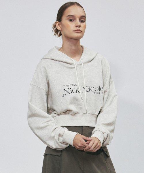 NICOLE SIGNATURE LOGO CROP HOODY_OATMEAL