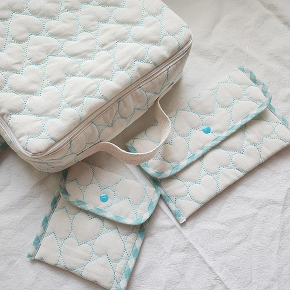 쏘잉스 자체제작 반마 대폭 3온스 누빔원단 요리조리 하트 자수  3종(민트) C0