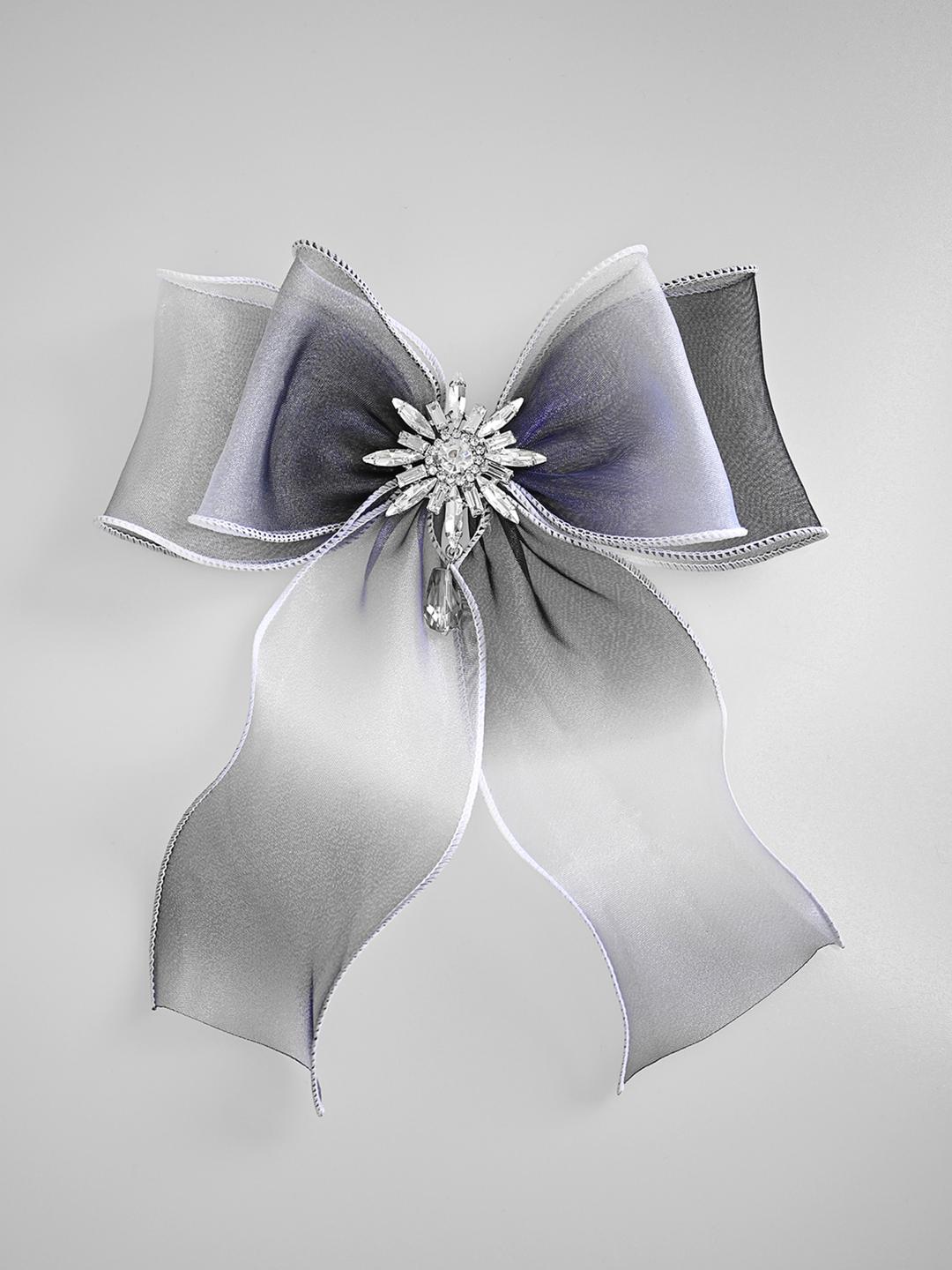 223 실버링 퍼플 그라데이션 러플 리본 브로치