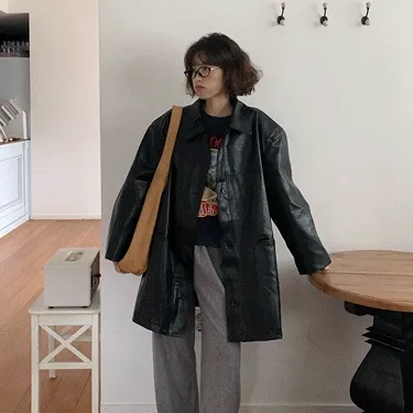 인시젼 레더 하프 코트