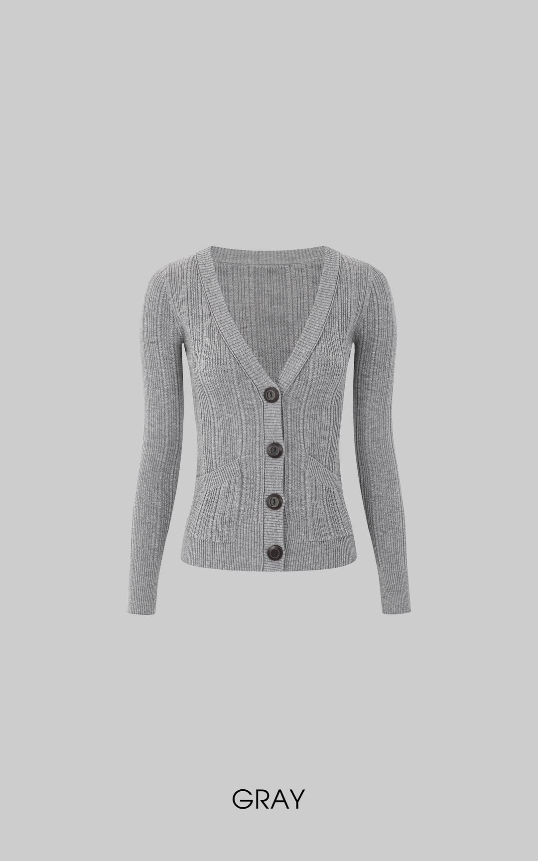 <tc>IAMXIAA</tc> 골지 딥V 슬림핏 니트 가디건