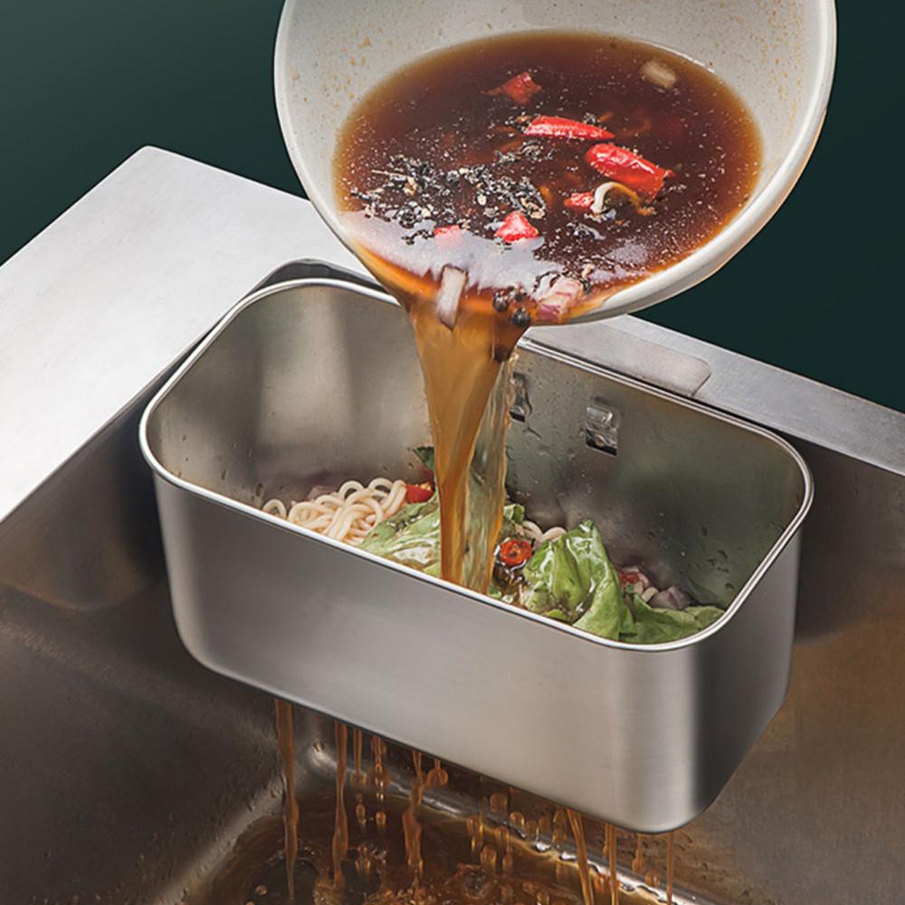 스텐 싱크대 코너 음식물 물기제거 바스켓 거름망 음쓰통 잔반처리 수세미 바구니 + 매직후크