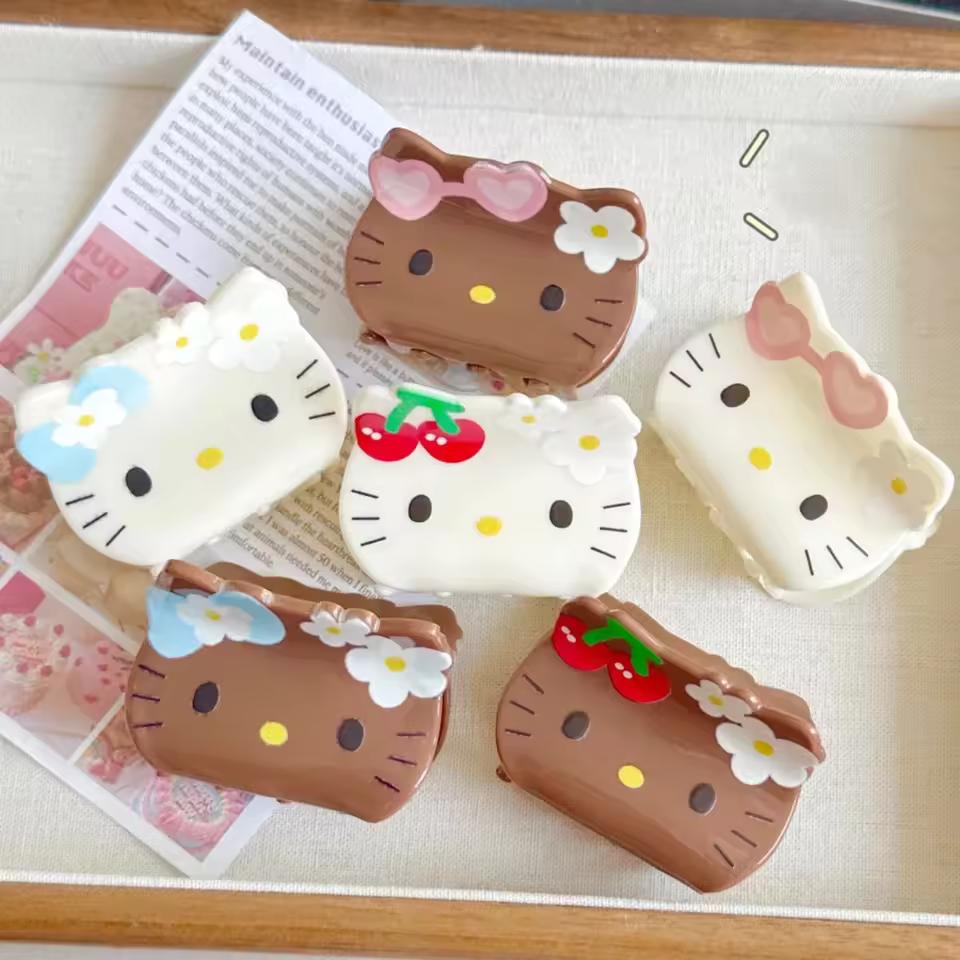 귀여운 헬로 키티 산리오 헤어 클로 여성용 쿠로미 멜로디 헤어 클립 소녀 Cinnamoroll 아크릴 상어 클립 키즈 크리스마스 생일 선물