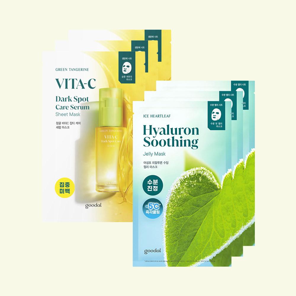 [3+3] 구달 어성초 수딩 젤리마스크 30g 3매+청귤 세럼 마스크 28g 3매