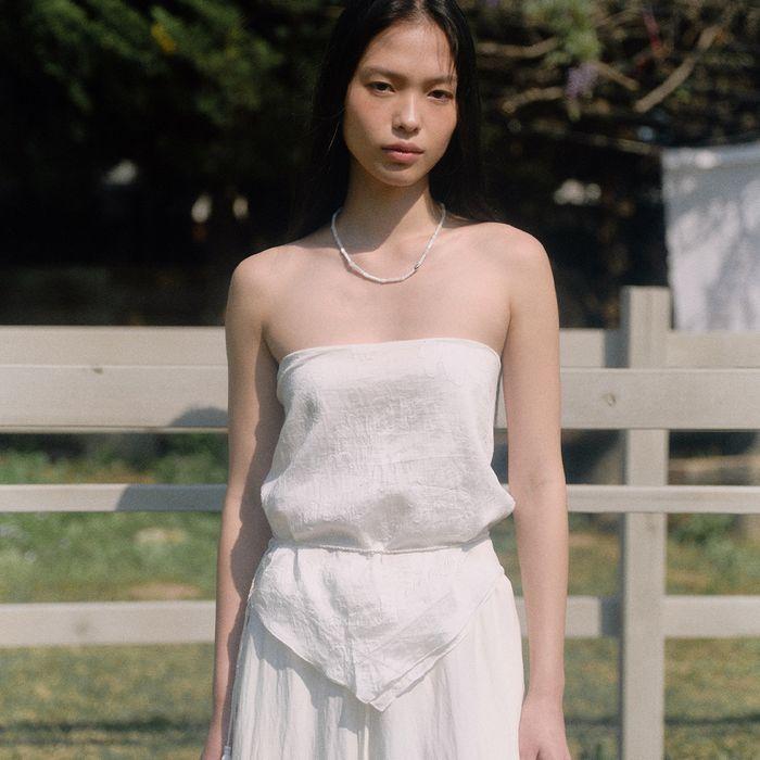 Embroidery scarf top