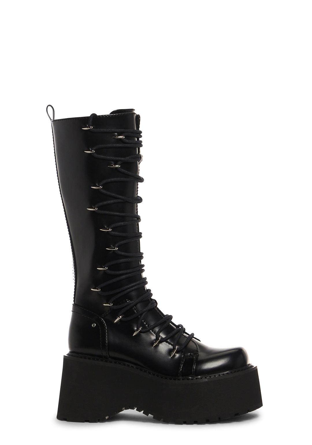 Glam Grit Knee High Boots - BLACK / US 10