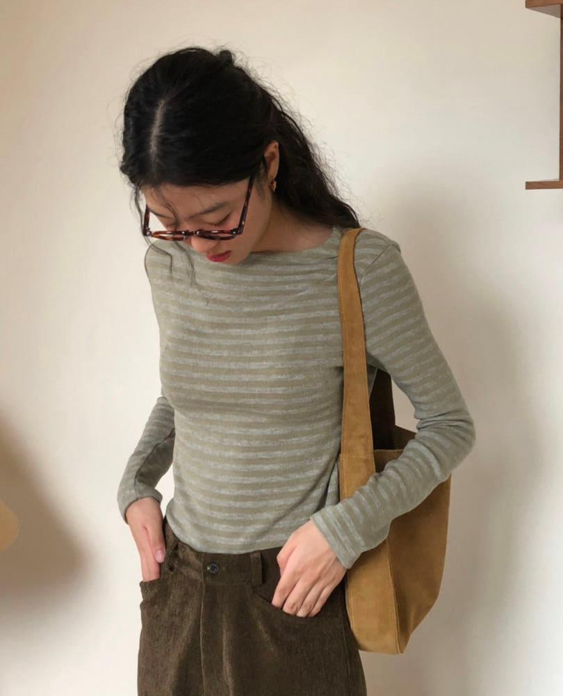 [당일발송]웨더 스트라이프 니트 티셔츠 (4col) weather 단가라티