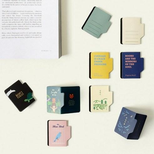 (1+1) 1세트 책모양 인덱스 미니 자석 마그네틱 책갈피 북마크 독서 공부