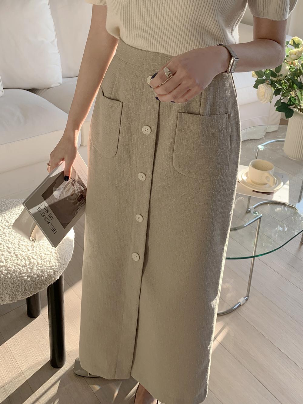 [더봄]데이데이 버튼 스커트 2color