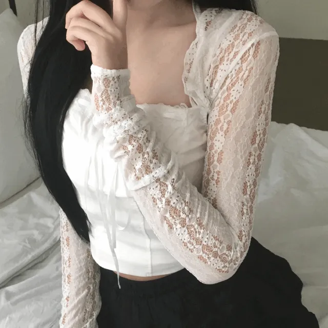 잔꽃 레이스 시스루 워머 여름 볼레로