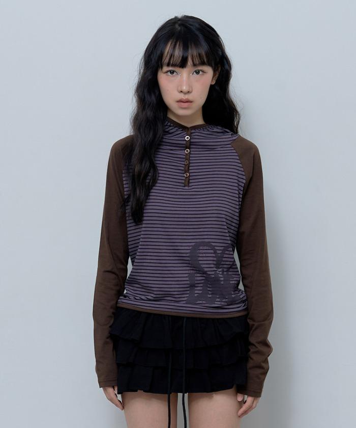LOVE STRIPE HOODIE (PURPLE)_F24ZB065