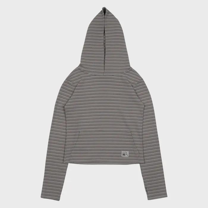 TCM stripe crop hoodie (grey)